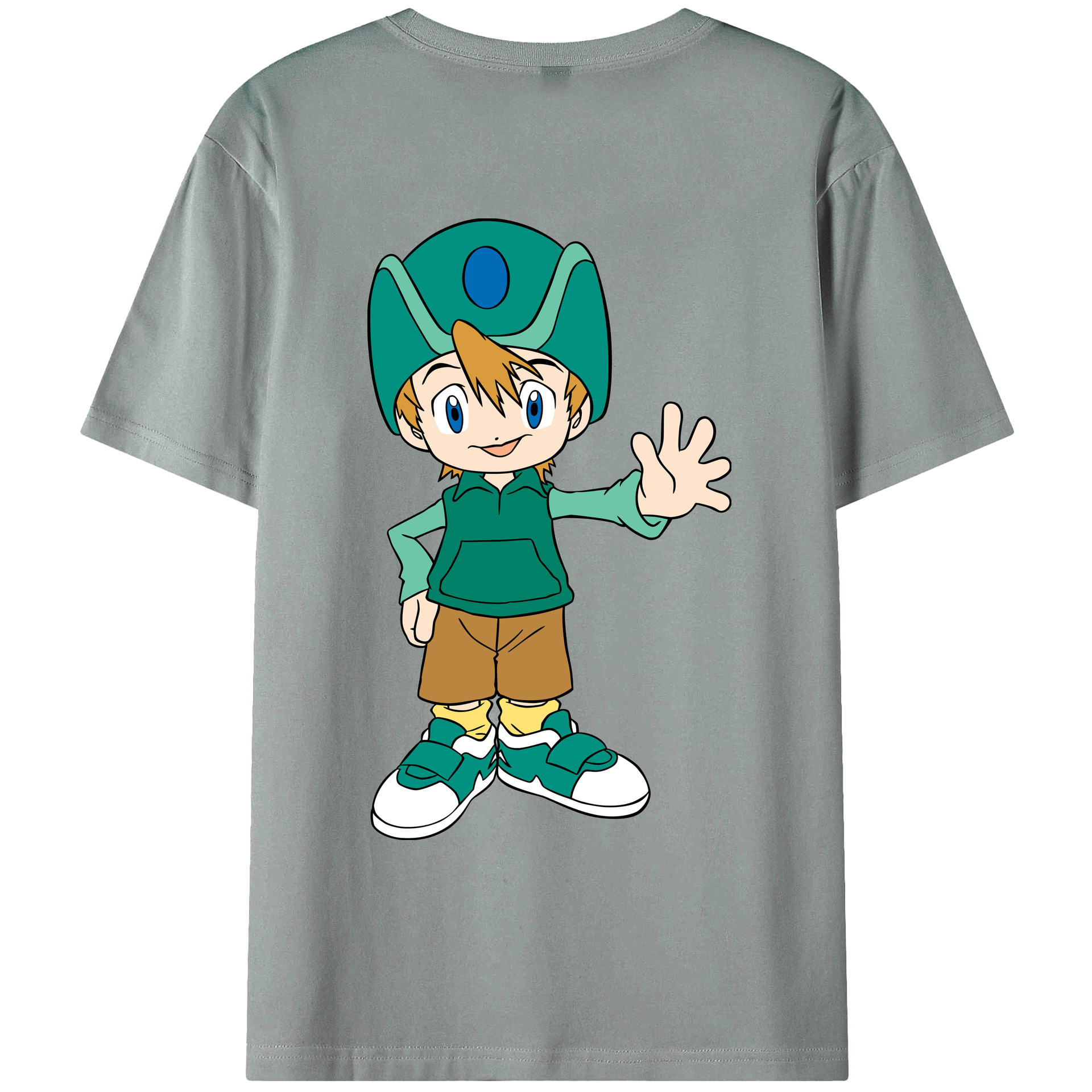 （画像用） Digimon デジタルモンスター/デジモン 綿100％ メンズ半袖Tシャツ（バックプリント） 通気性